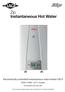 Electronically controlled instantaneous water heater CEX 9. CEX9: C models. Instructions for the user