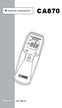 CA870 INFRARED THERMOMETER E N G L I S H. User Manual. Auto OFF