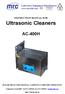INSTRUCTION MANUAL FOR. Ultrasonic Cleaners AC-400H PLEASE READ THIS MANUAL CAREFULLY BEFORE OPERATION
