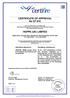 CERTIFICATE OF APPROVAL No CF 810 HOPPE (UK) LIMITED