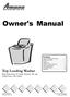 Owner's Manual. Top Loading Washer. Keep instructions for future reference. Be sure manual stays with washer.