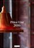 PRICE LIST Price List 2016