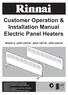 Customer Operation & Installation Manual Electric Panel Heaters