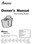 Owner's Manual. Top Loading Washer. Keep instructions for future reference. Be sure manual stays with washer.