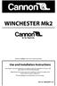 WINCHESTER Mk2. Use and Installation Instructions