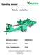 Mobile wind sifter. Machine number : Year of manufacture : 2016