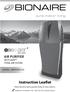 Instruction Leaflet AIR PURIFIER WITH AER1 TM TOTAL AIR FILTERS. pure indoor living. filter series MODEL: BAP9700-CN