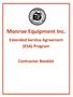 Welcome to the Monroe Equipment Inc. Distributor/Dealer Extended Warranty Program