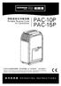 PAC-10P PAC-15P. 移動座地式冷暖空調 Portable Reverse Cycle Air Conditioner 在使用之前請詳細閱讀 使用說明書 及 保用條例, 並妥為保存